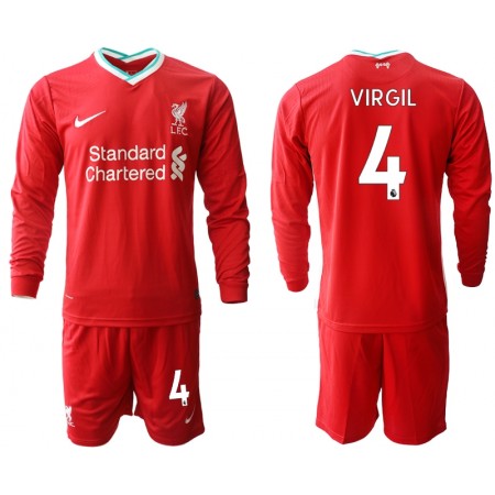 Billiga Fotbollströjor Liverpool Virgil van Dijk 4 Barn Hemma tröja 2020/21 Långärmad